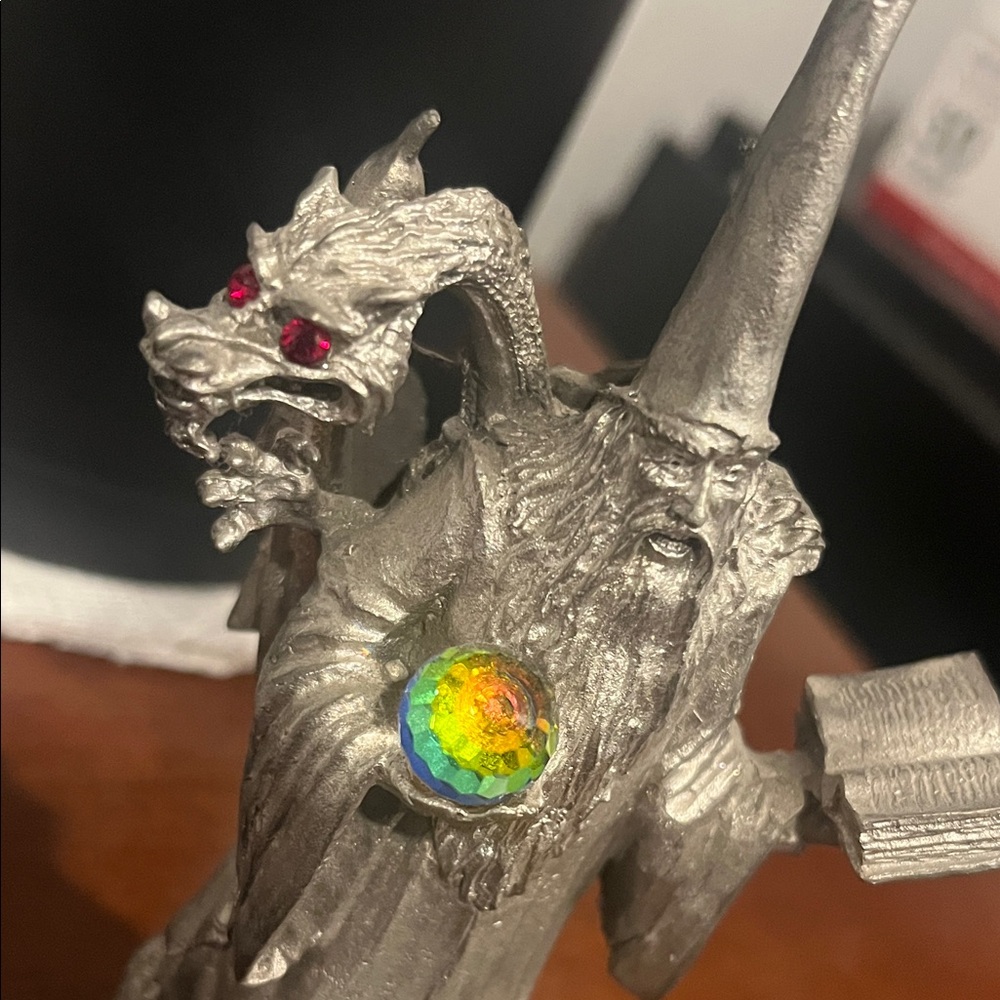 Silver Wizard Figurine with Red Accents - Picture 3 of 9